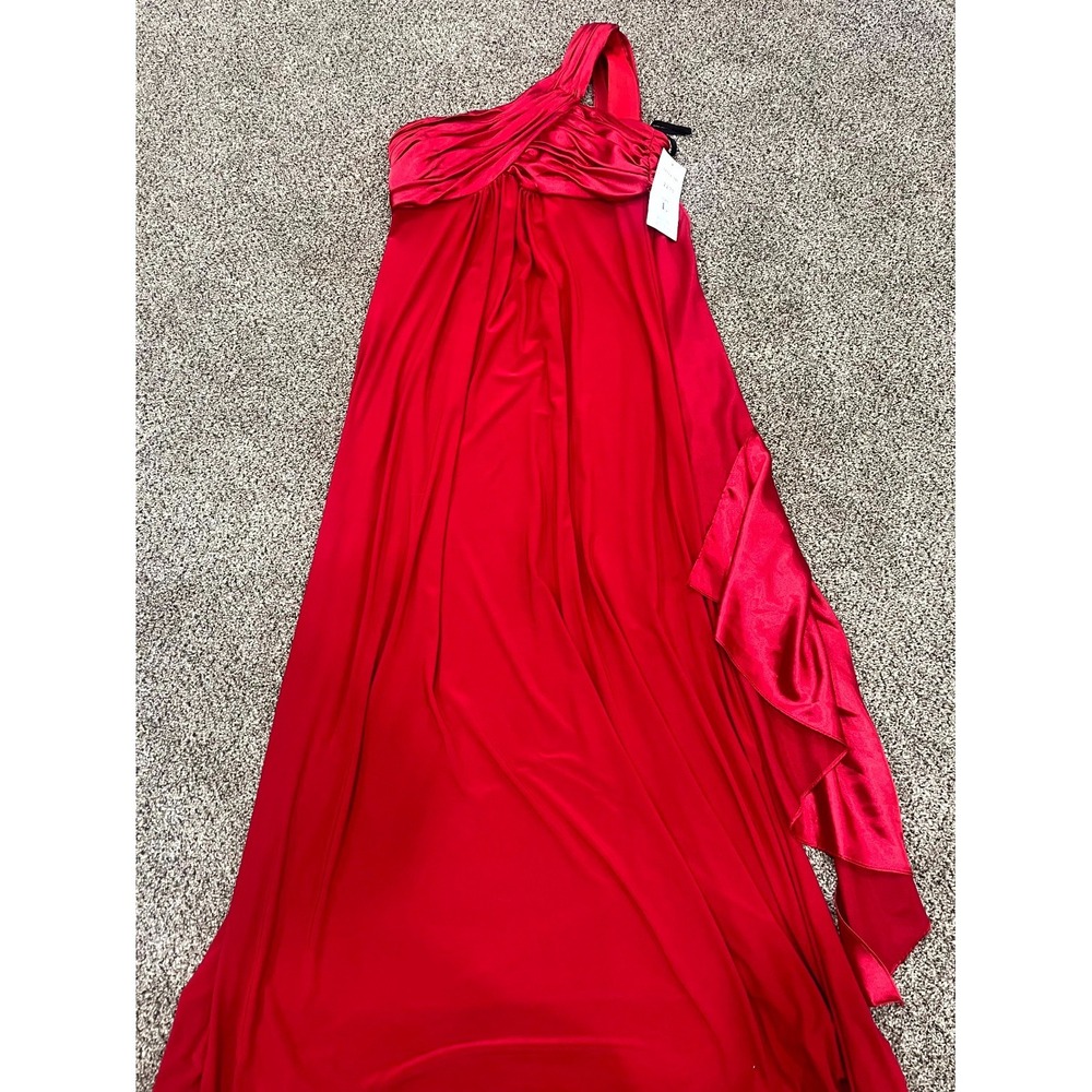 Y2K Celavie Collection One-Shoulder Maxi Dress Womens Large Vibrant Red Ruched